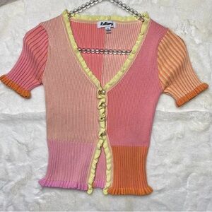 y2k colorblock ribbed cropped tee